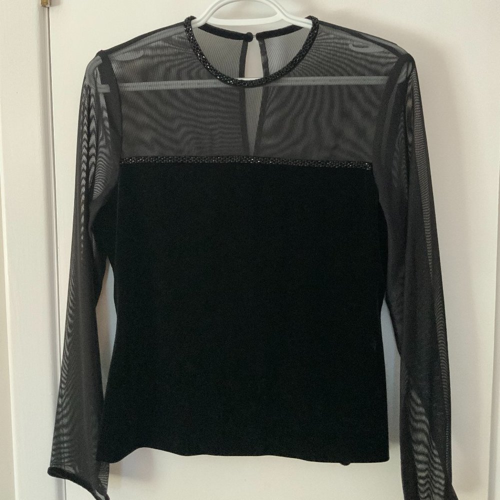 Jessica Howard Velvet and Sheer Evening Shirt